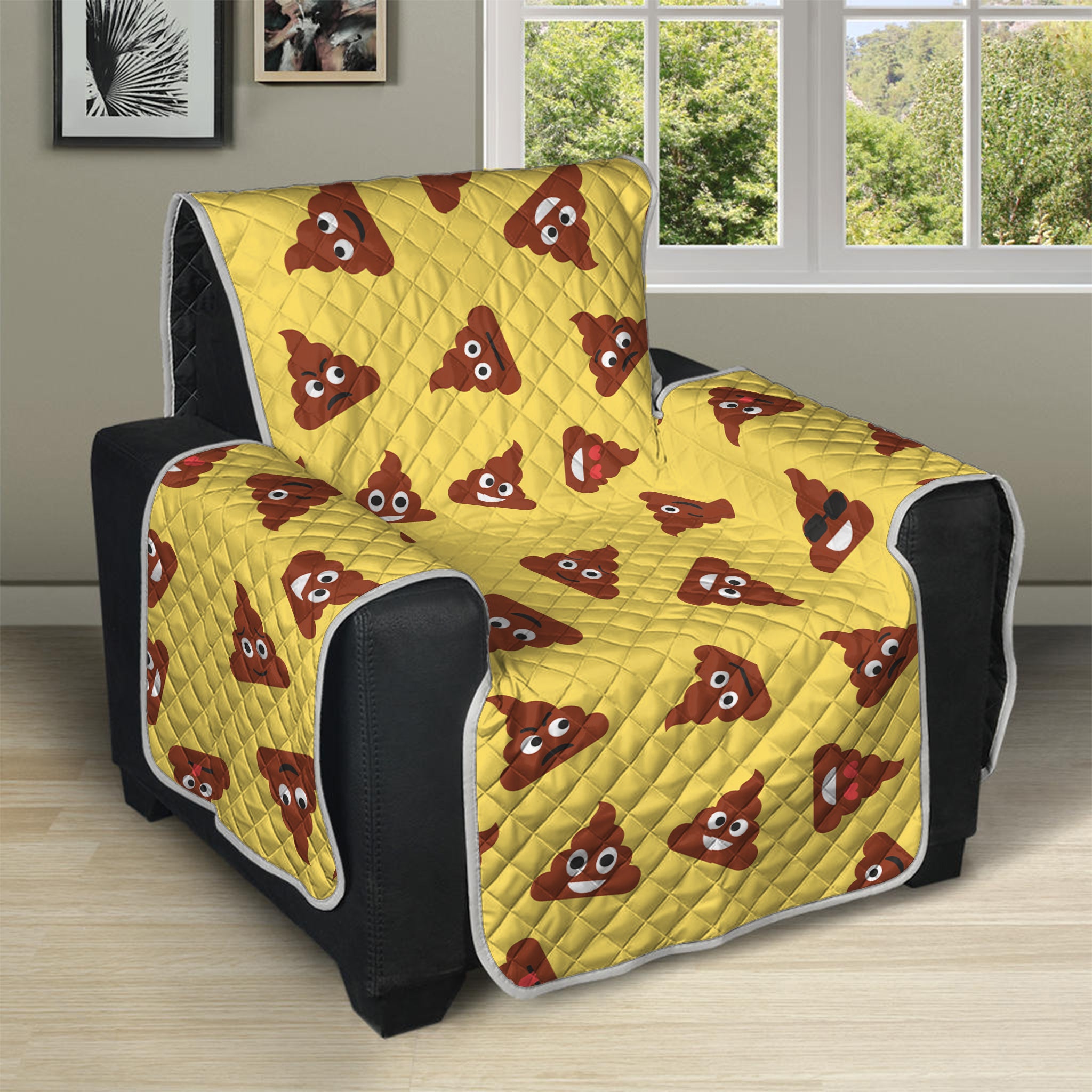 Poop Emoji Pattern Print Recliner Protector