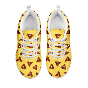 Poop Emoji Pattern Print White Sneakers