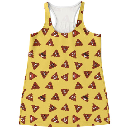 Poop Emoji Pattern Print Women's Racerback Tank Top