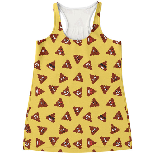 Poop Emoji Pattern Print Women's Racerback Tank Top