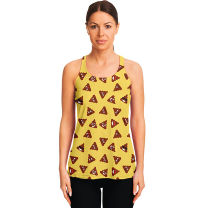 Poop Emoji Pattern Print Women's Racerback Tank Top