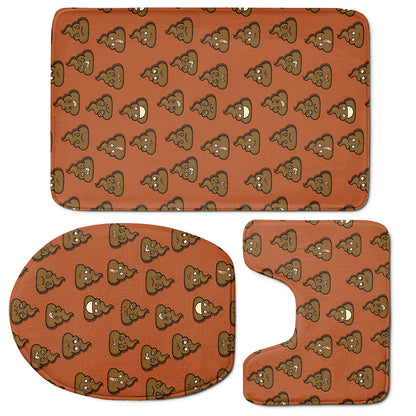 Poop Emoticons Pattern Print 3 Piece Bath Mat Set