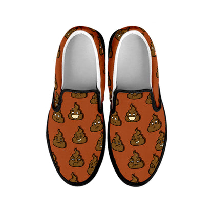 Poop Emoticons Pattern Print Black Slip On Shoes