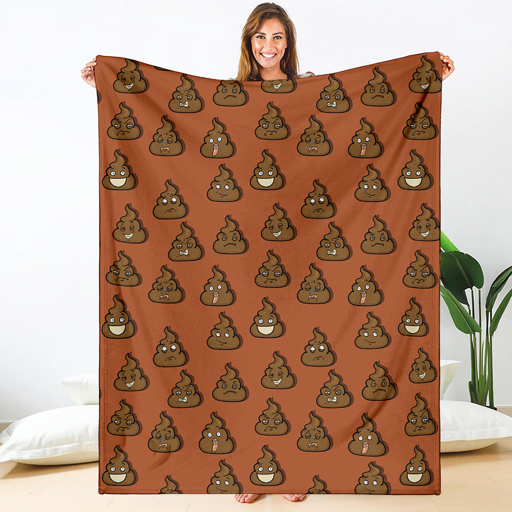 Poop Emoticons Pattern Print Blanket