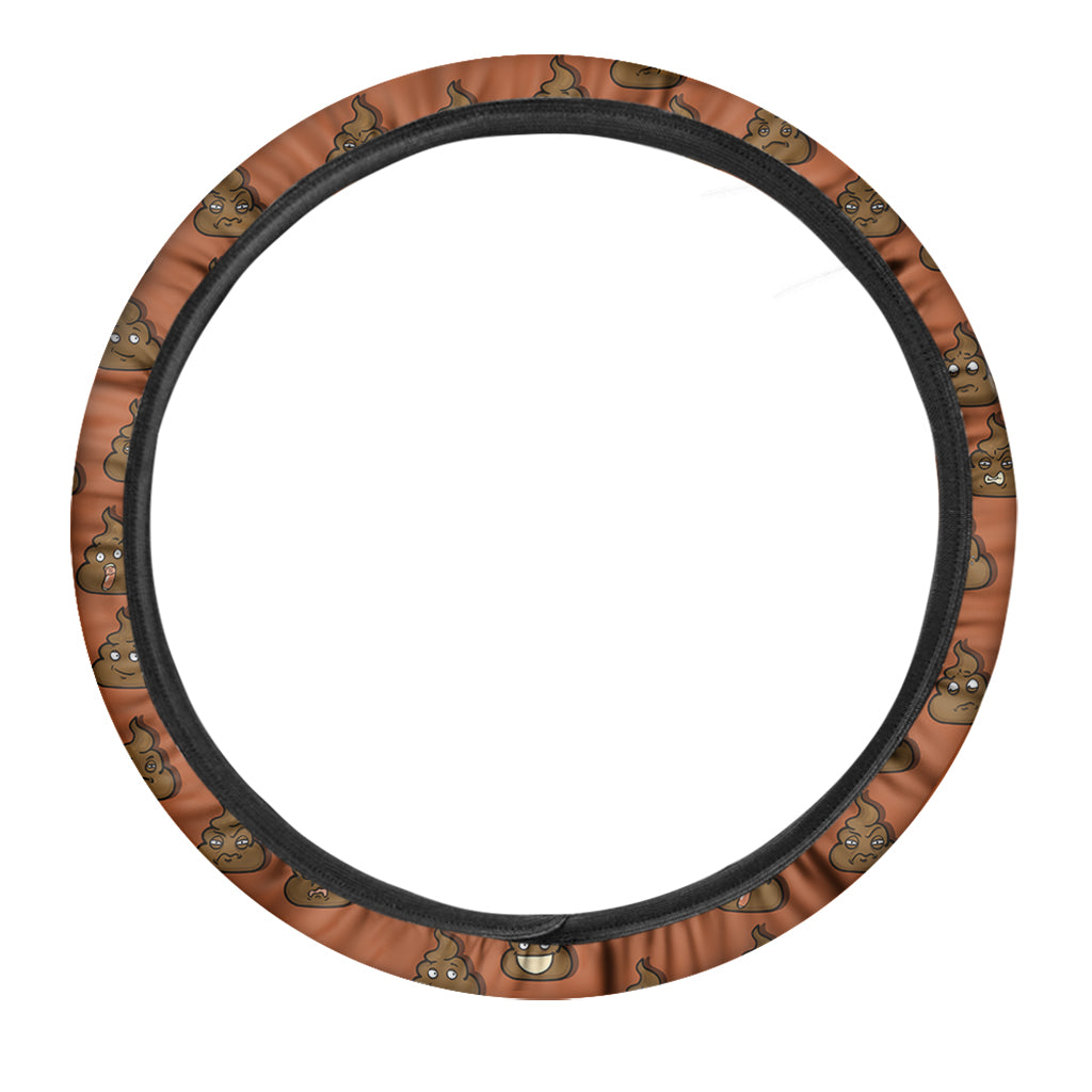 Poop Emoticons Pattern Print Car Steering Wheel Cover
