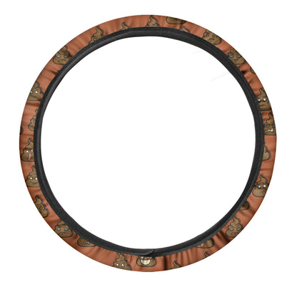 Poop Emoticons Pattern Print Car Steering Wheel Cover