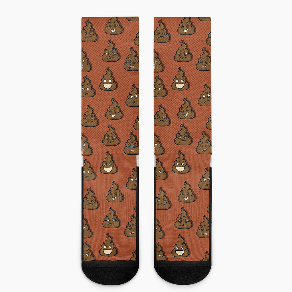Poop Emoticons Pattern Print Crew Socks