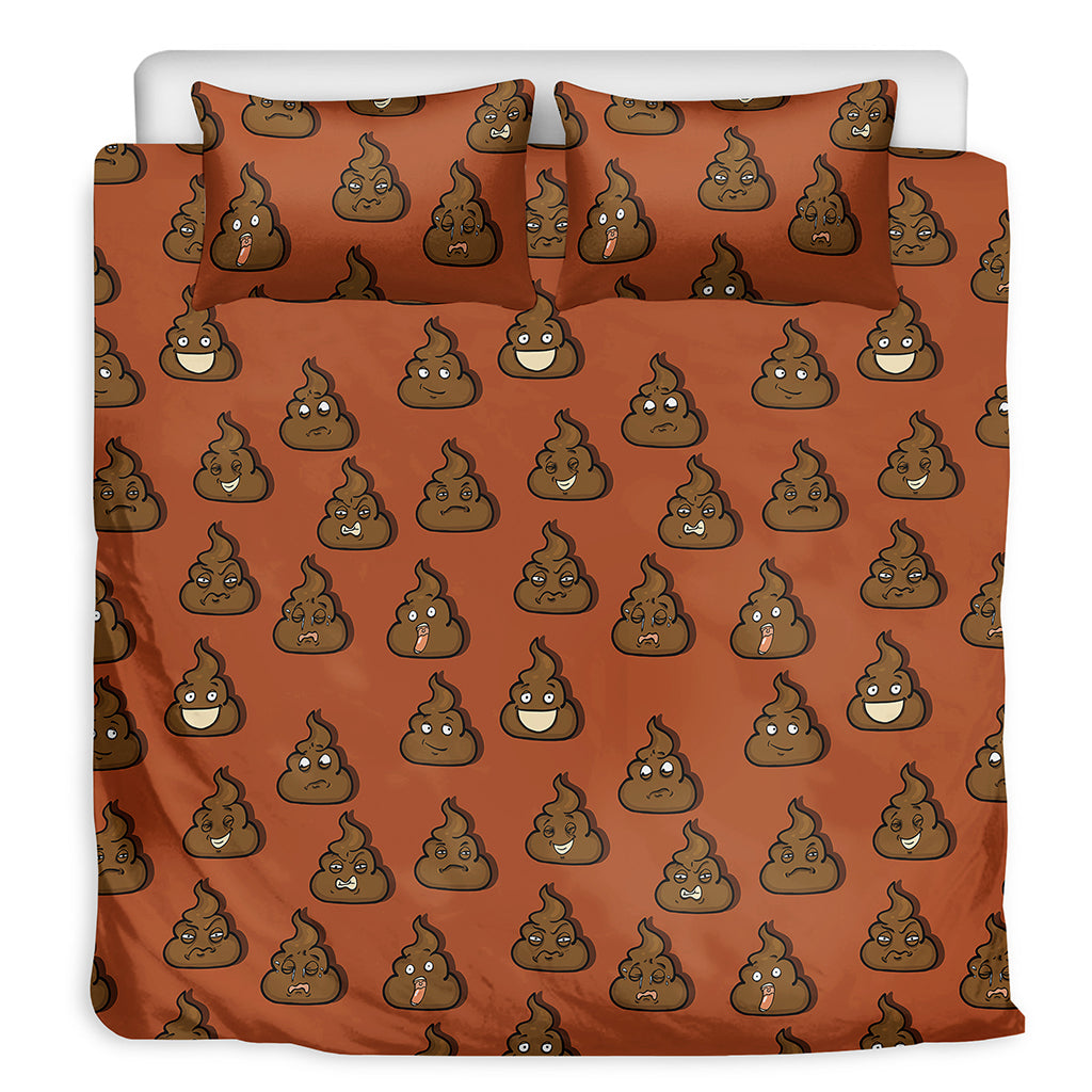 Poop Emoticons Pattern Print Duvet Cover Bedding Set