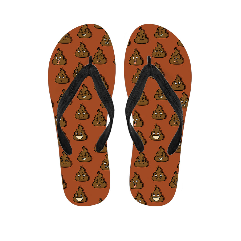 Poop Emoticons Pattern Print Flip Flops