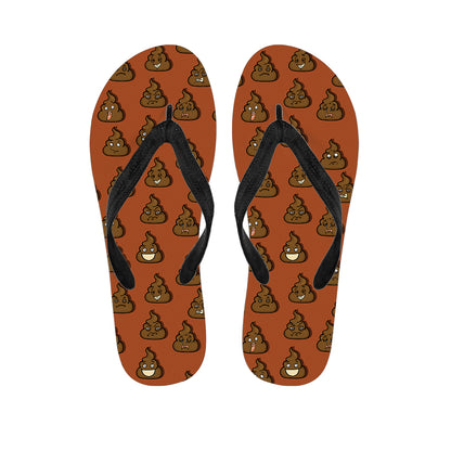 Poop Emoticons Pattern Print Flip Flops