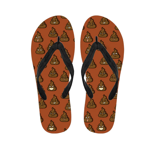 Poop Emoticons Pattern Print Flip Flops