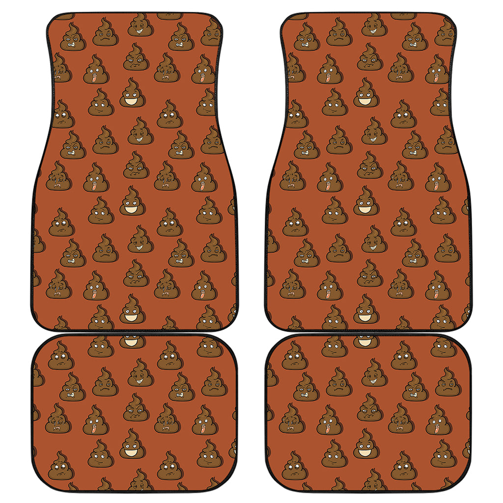 Poop Emoticons Pattern Print Front and Back Car Floor Mats