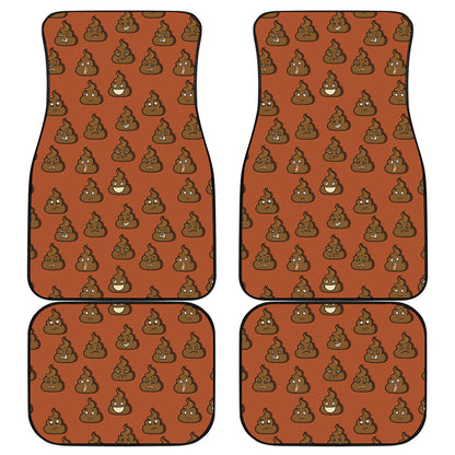 Poop Emoticons Pattern Print Front and Back Car Floor Mats