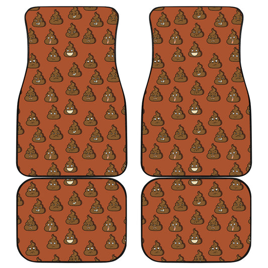 Poop Emoticons Pattern Print Front and Back Car Floor Mats