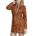 Poop Emoticons Pattern Print Hoodie Dress