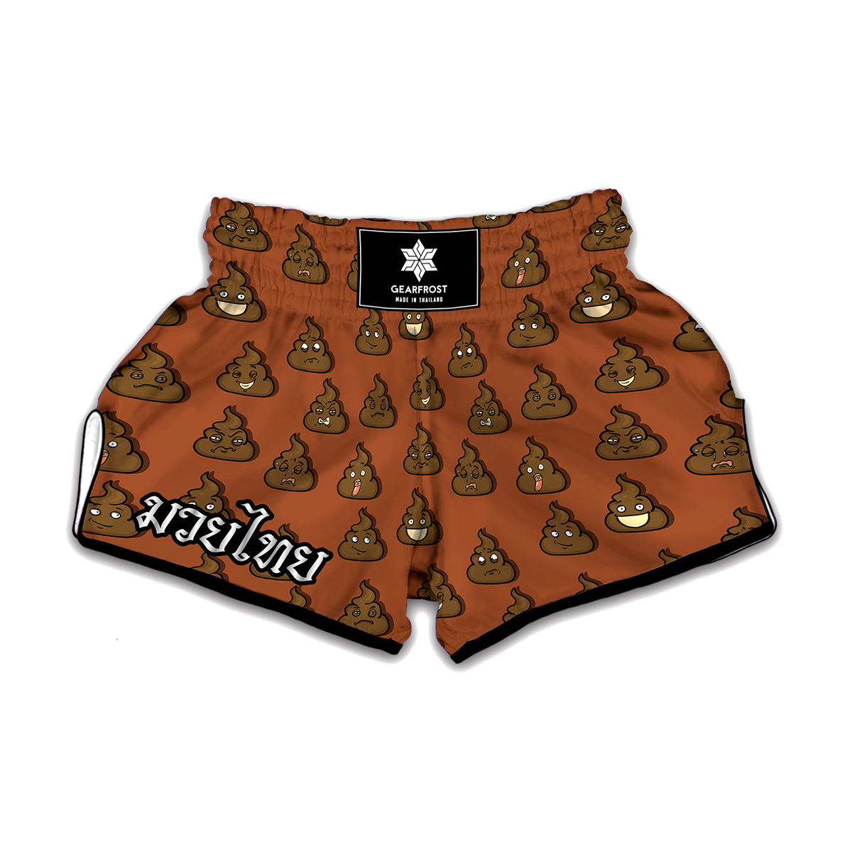 Poop Emoticons Pattern Print Muay Thai Boxing Shorts