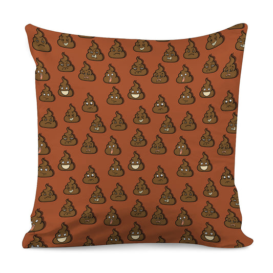 Poop Emoticons Pattern Print Pillow Cover
