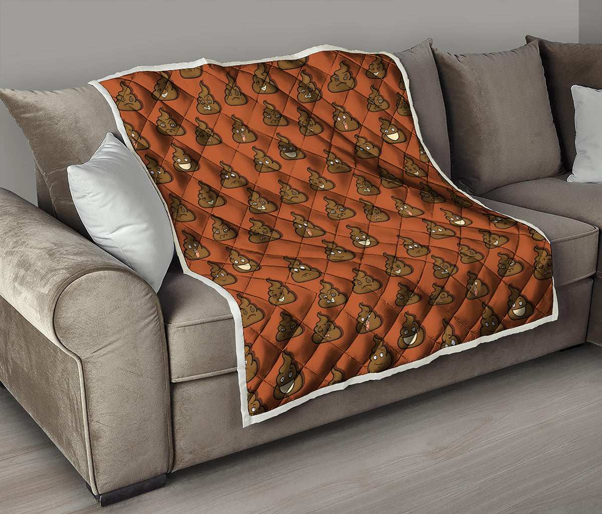Poop Emoticons Pattern Print Quilt