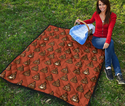 Poop Emoticons Pattern Print Quilt