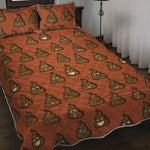 Poop Emoticons Pattern Print Quilt Bed Set