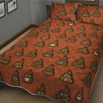 Poop Emoticons Pattern Print Quilt Bed Set