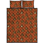 Poop Emoticons Pattern Print Quilt Bed Set