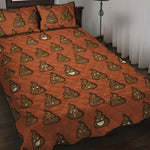 Poop Emoticons Pattern Print Quilt Bed Set