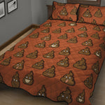 Poop Emoticons Pattern Print Quilt Bed Set