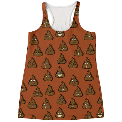 Poop Emoticons Pattern Print Women's Racerback Tank Top