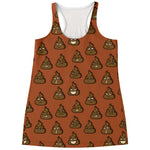 Poop Emoticons Pattern Print Women's Racerback Tank Top