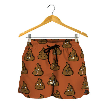 Poop Emoticons Pattern Print Women's Shorts