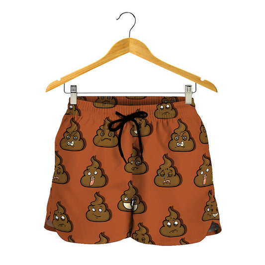 Poop Emoticons Pattern Print Women's Shorts