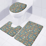 Pop Art Books Pattern Print 3 Piece Bath Mat Set
