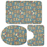 Pop Art Books Pattern Print 3 Piece Bath Mat Set