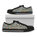 Pop Art Books Pattern Print Black Low Top Sneakers