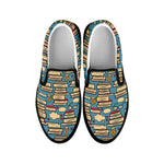 Pop Art Books Pattern Print Black Slip On Shoes
