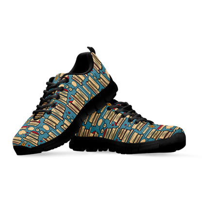 Pop Art Books Pattern Print Black Sneakers