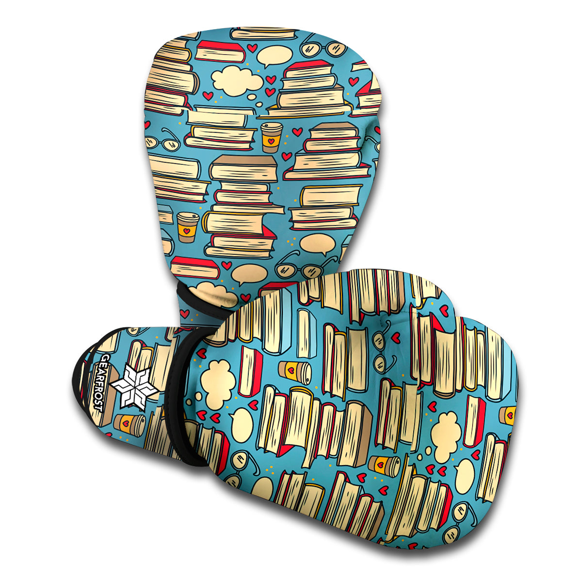 Pop Art Books Pattern Print Boxing Gloves