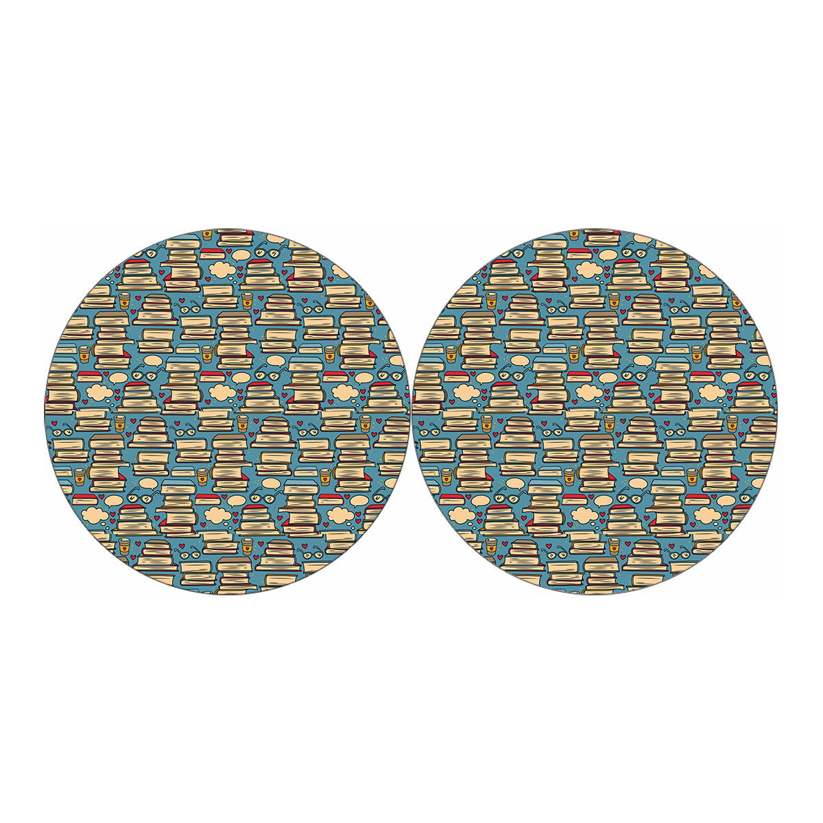 Pop Art Books Pattern Print Car Coasters
