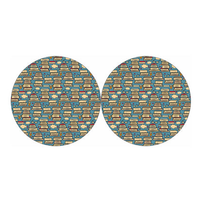 Pop Art Books Pattern Print Car Coasters