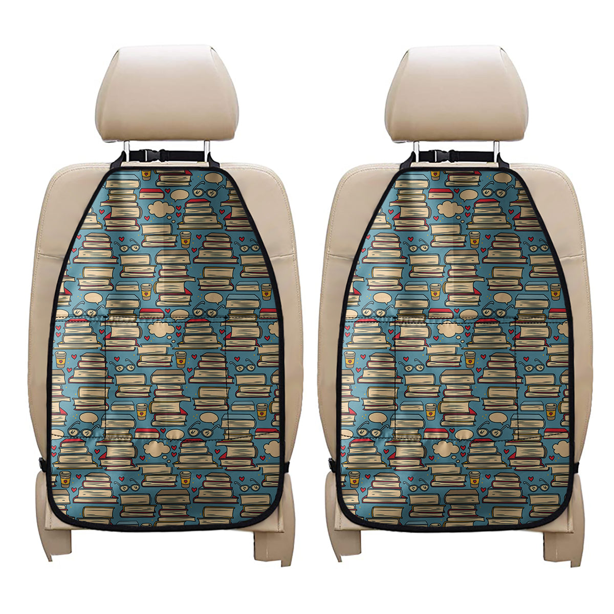 Pop Art Books Pattern Print Car Seat Organizers