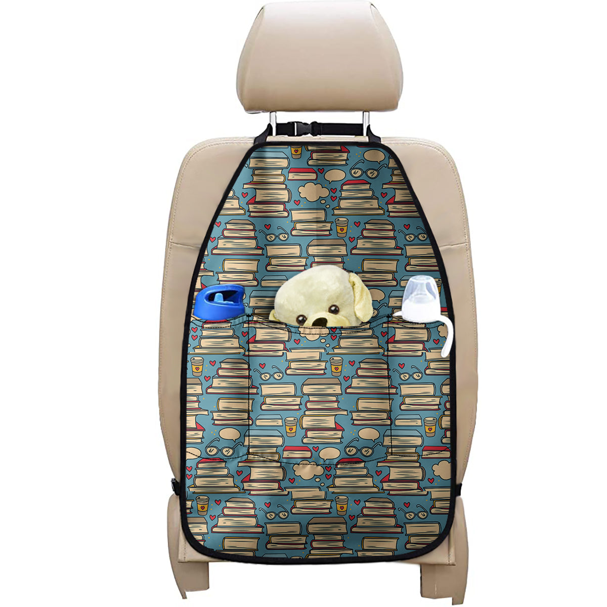 Pop Art Books Pattern Print Car Seat Organizers