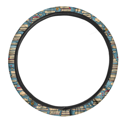 Pop Art Books Pattern Print Car Steering Wheel Cover