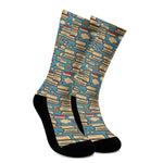 Pop Art Books Pattern Print Crew Socks