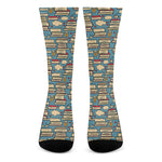 Pop Art Books Pattern Print Crew Socks