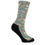 Pop Art Books Pattern Print Crew Socks