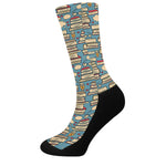 Pop Art Books Pattern Print Crew Socks