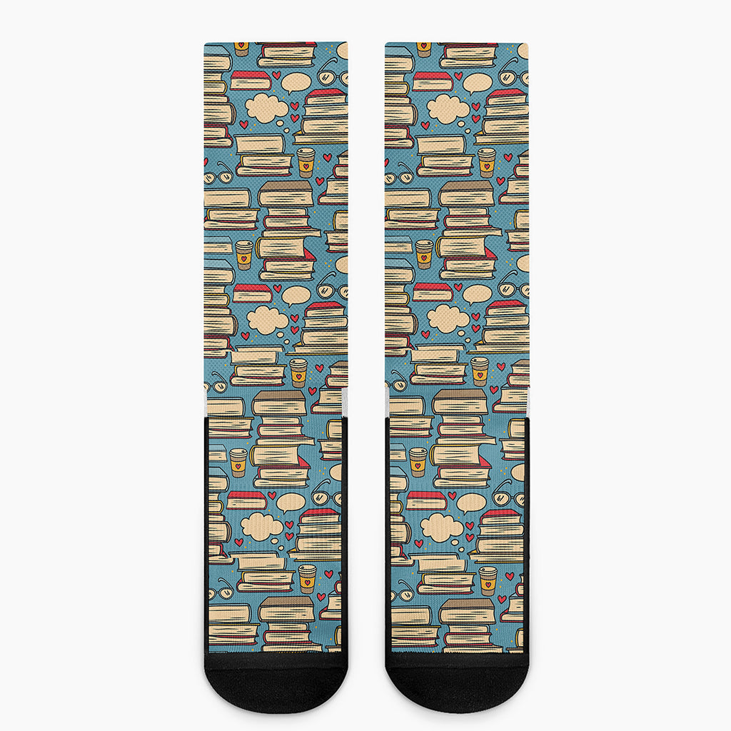 Pop Art Books Pattern Print Crew Socks