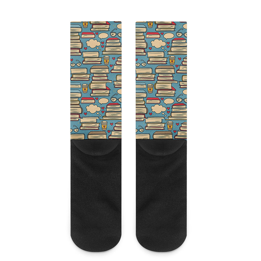 Pop Art Books Pattern Print Crew Socks
