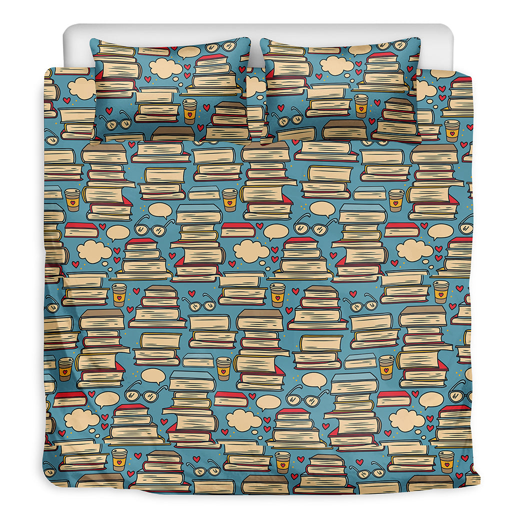 Pop Art Books Pattern Print Duvet Cover Bedding Set